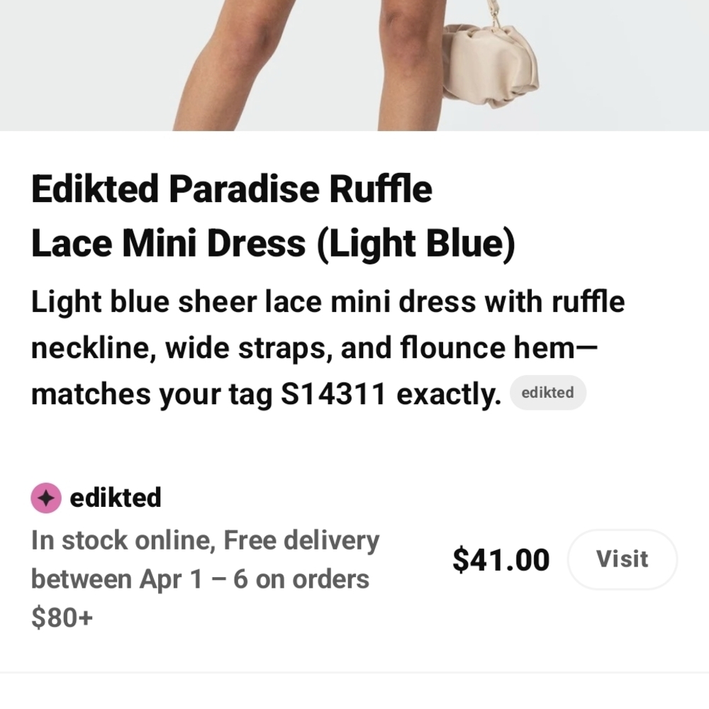 Edikted Light Blue Off-Shoulder Lace Mini Dress - Picture 5 of 10